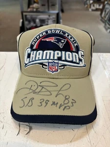 Deion Branch#83 MVP Patriots SIGNED Super Bowl 39 L.R. Hat GLOBAL AUTH. - Picture 1 of 3