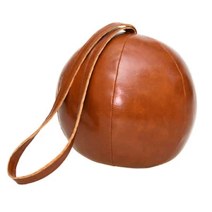 Doorstop Brown Faux Leather Ball Heavy Round Fabric Door Stopper with Handle - Picture 1 of 1