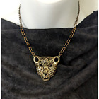 Leopard Necklace Panther Jaguar Cutout Antiqued Bronze Choker Odd Clasp Big Cat