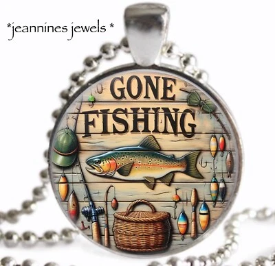 COLLAR Pesca con Mosca Plata Dije Colgante Pescador Exterior Día del Padre Regalo Foto 1 de 4