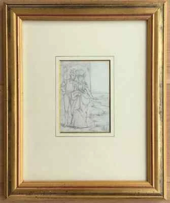 Kate Greenaway, ORIGINAL Pencil Drawing of Lovers, CHRIS BEETLES PROVENANCE - Image 1 of 4