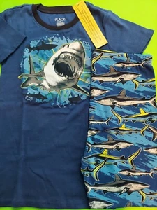 Boys Summer Pajama Set 100% Cotton Size 16 Snug Fit with sharks Brand New! - Picture 1 of 8