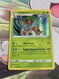 Tarjeta holográfica de Pokémon Rillaboom 018/198 Chilling Reign rara casi nueva - Imagen 1 de 2