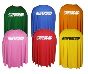 Adults 35" Length Super Dad Superhero Cape Fathers Day Fancy Dress - Picture 1 of 7