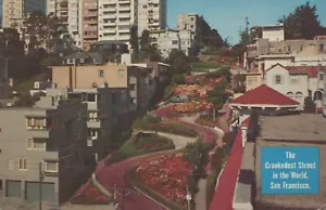 Kalifornien San Francisco schiefste Straße der Welt Vintage Postkarte - Bild 1 von 2
