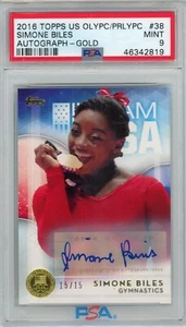 2016 Topps Olimpiadi USA Simone Biles Autografo Oro Parallelo #d 15/15 PSA 9 - Foto 1 di 2