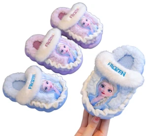 Girls Disney Princess Elsa Winter Slippers Children's Non Slip Warm Slippers - Picture 1 of 15