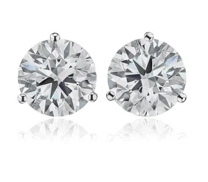 2.02 Ct E VS1 Round Lab Grown Platinum Diamond Stud Earrings IGI Certified - Picture 1 of 5