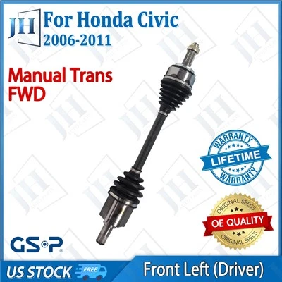 Eje CV conductor delantero izquierdo OE para 06 07 08 09 10 11 Honda Civic tracción delantera manual Foto 1 de 4