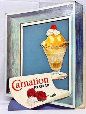 De colección Original Clavel Leche Lácteos Helado Contador Exhibición Cartón 3D Foto 1 de 4