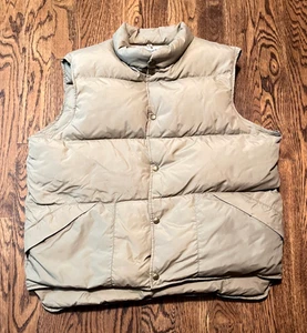 Vintage LL Bean Down Vest Mens XL Long Beige Warm Winter - Picture 1 of 3