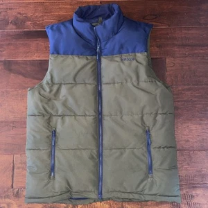 Chaleco acolchado ORVIS al aire libre clásico oliva y azul para hombre talla mediana usado en excelente estado - Imagen 1 de 7