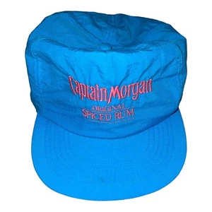 Vintage 90s Captain Morgan Spiced Rum Party Promo Snapback Cap Hat Blue Hot Pink - Picture 1 of 22