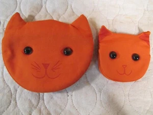 Cat Head Purse & Matching Coin Purse Beaded Eyes - Picture 1 of 5