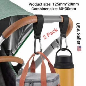 2 PCS Stroller Hooks Buckles Clip Aluminum Alloy Carabiner Cart Organizer Diaper - Picture 1 of 7