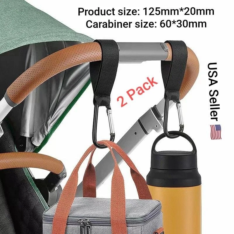 2 PIEZAS Ganchos para Cochecito Hebillas Clip Aleación de Aluminio Mosquetón Carro Organizador Pañal Foto 1 de 4