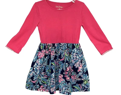 Lilly Pulitzer Girls Giavanna Dress Colorful Floral Long Sleeve Pockets Sz S - Image 1 of 4