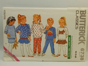 Butterick 6738 Children's Girls' Top Skirt Pants Uncut Pattern 2-4 Toddler 1988 - Picture 1 of 3