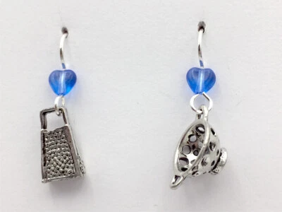 Pendientes colgantes y rallador de peltre y plata de ley - chef, cocinero, utensilios Foto 1 de 2