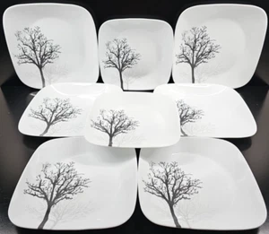 8 Pc Corelle Timber Shadows Dinner Luncheon Plates Lot Corning Square Dishes Set - Picture 1 of 24