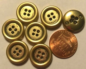 7 Brushed Gold Tone Plastic Sew-through Buttons Almost 5/8" 15.2mm 9663 - Picture 1 of 1