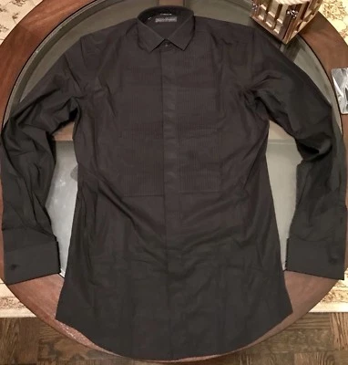 Ralph Lauren Black Label Custom Bond Formal  Shirt Sz 15 1/2  Made n Italy BLACK - Image 1 of 4