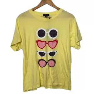 Wildfox Sunnies Keke Lemon Yellow Short Sleeved Scoop Neck Tee Medium NEW - Picture 1 of 8