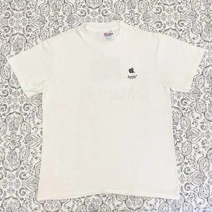 1990s Vintage Apple Logo Spell Out White T-shirt Mac OS Logo Medium (38-40) - Picture 1 of 5
