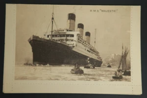 RMS Majestic White Star Line Postcard Steamship Stationary Letter Perforation - Picture 1 of 5