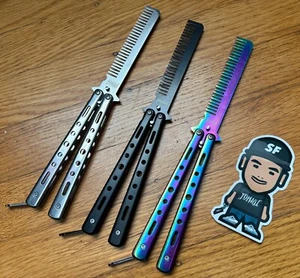 NEW FLIPITSF BUTTERFLY BALISONG COMB TRAINER TRAINING METAL TOOL PRACTICE KNIFE - Picture 1 of 24