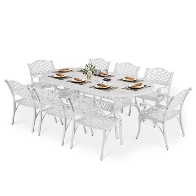 Juego de muebles de exterior de aluminio fundido de 9 piezas mesa y sillas de patio juego de comedor Foto 1 de 2