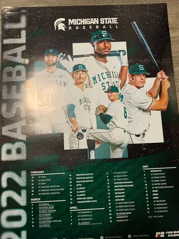 2022 Michigan State Spartans Baseball schedule poster MSU GO GREEN Cover