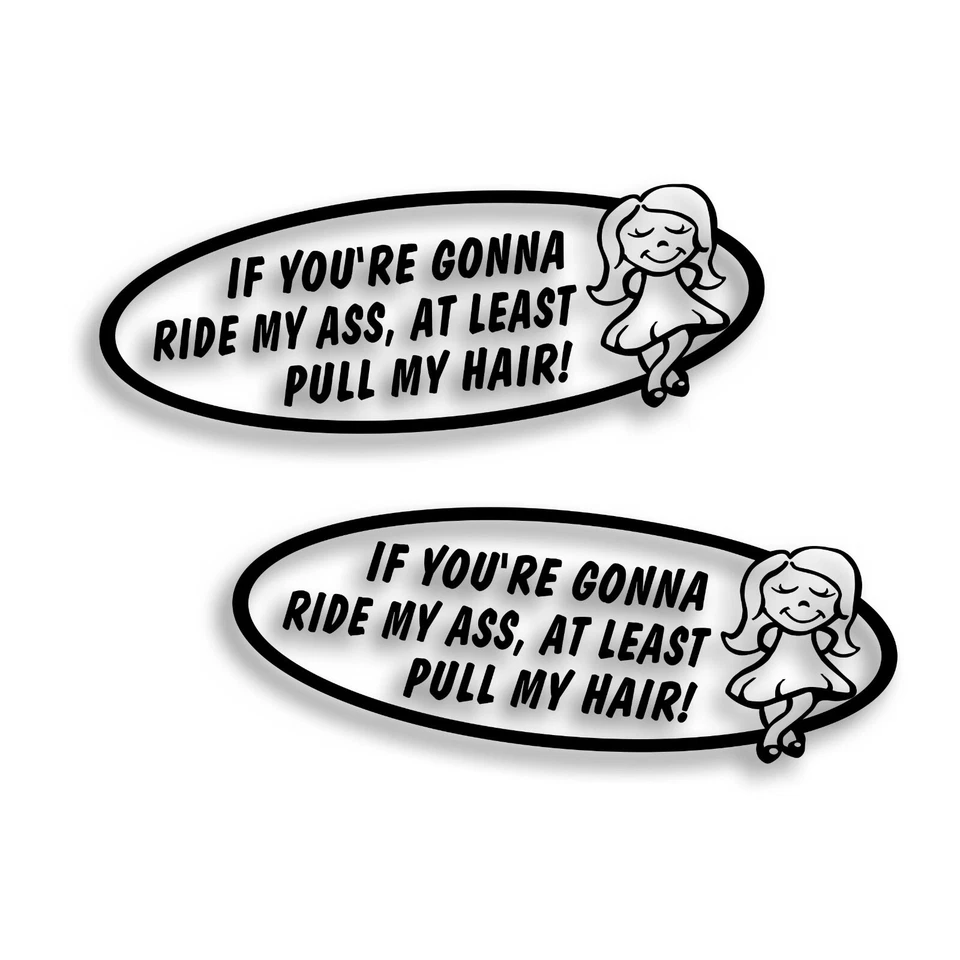 2X Adesivo If You're Gonna Ride My Ass At Least Pull My Hair Tailgate Girl B - Imagem 1 de 1