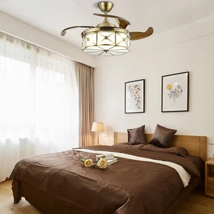 36" Modern Ceiling Fan Light Led 3-color Light Retractable 3-speed Fan, Bronze - Picture 1 of 24