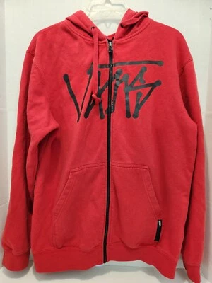 Vans Para Hombres Mediano Rojo Cremallera Completa Sudadera con Capucha Manga Larga Polar Sudadera Foto 1 de 4