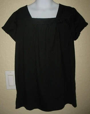 XHILARATION - 女孩大号 - 黑色聚乙烯雷恩针织 - 方领上衣 — 第 1/3 张图片