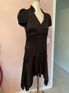 BALENCIAGA Kleid Seide schwarz strukturiert - Small-XS Kurzarm, asymmetrischer Saum - Bild 1 von 17
