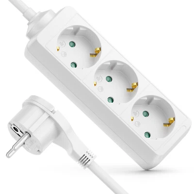 Steckdosenleiste 3 Fach Flachstecker Mehrfachstecker Steckdose Stromleiste 3m - Bild 1 von 4