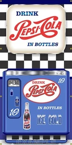 PEPSI COLA VINTAGE CHEST VENDING MACHINE REPLICA MODEL REMAKE PRINTED PROP MURAL - Picture 1 of 2