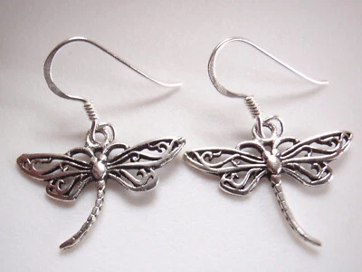 Dragonfly Filigree 925 Sterling Silver Dangle Earrings - Image 1 of 2