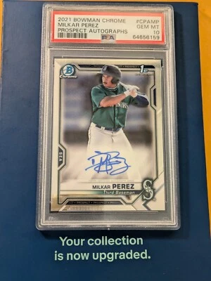 2021 Bowman Chrome 1st AUTO Milkar Perez (PSA 10 GEM MINT) #CPAMP Seattle MLB - Image 1 of 4