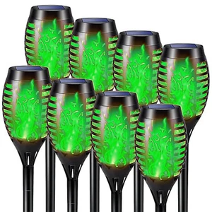 8 Pack Solar Lights Outdoor Torch Light with Flickering Flame Garden Waterproof - Picture 1 of 13