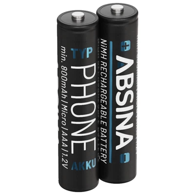 ABSINA Akku AAA für Telefon 800 mAh - 2x NiMH Telefonakkus Akkus Batterien - Bild 1 von 4