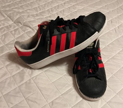 Adidas Superstar B27489 Men US 10 1/2 Shoes Black Toe Red Stripe Low Sneakers - Image 1 of 4