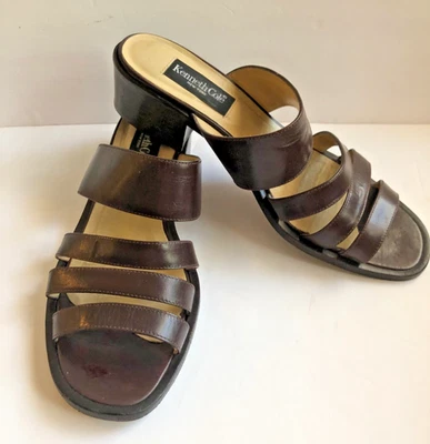 KENNETH COLE 凉鞋拖鞋 90 年代复古厚跟绑带 Dk 棕色 9N 码 — 第 1/4 张图片