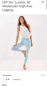 Neu Lilly Pulitzer Luxletic Weekender hoch geschnittene Leggings Via Del Mar UPF 50 xl - Bild 1 von 3