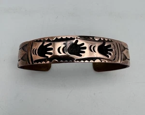 Vtg Copper Navajo Cuff Bracelet Signed LN  - Picture 1 of 4
