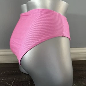 Victorias Secret Bikini Bottom Large Size 12/14 High Waist Cheeky Pink Swim - Picture 1 of 7