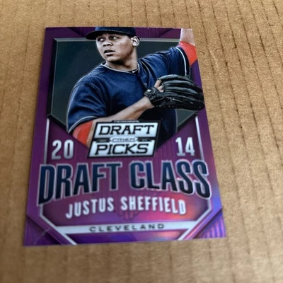 2014 Prizm Draft PURPLE PARALLEL Justus Sheffield RC #29 Indians Baseball (f3) - Image 1 of 2