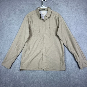 ExOfficio Insect Shield Repellent Sun Shirt Outdoor Hiking Button Up Tan M - Picture 1 of 9